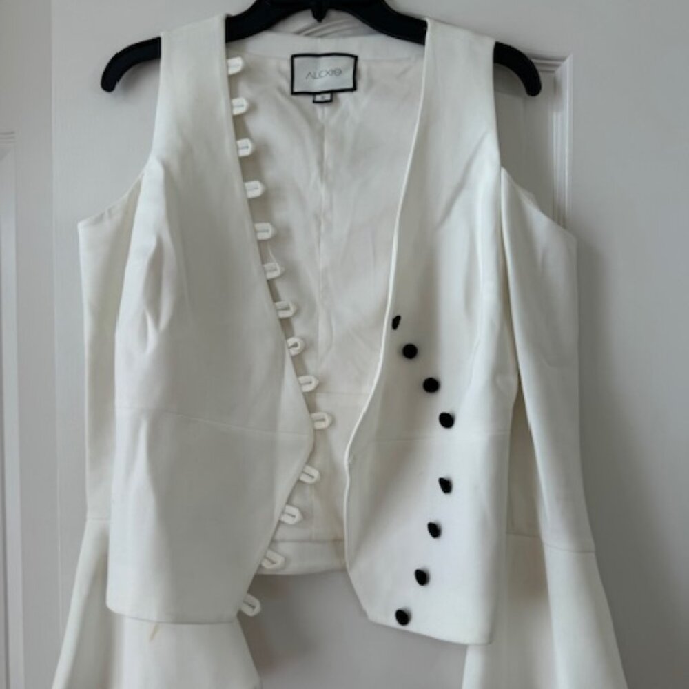 Alexie Sexy Tuxedo Top with Bell Sleeves
